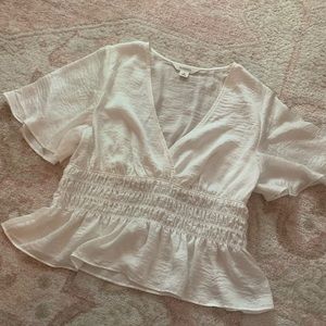 glassons size 12 white flowy top v neck